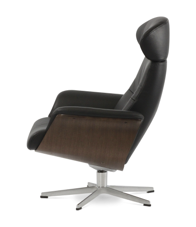 Butaca relax Timeout de madera de nogal y piel - Negro