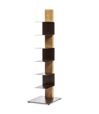 Estantería vertical Book de teca reciclada y acero lacado 35 x 35 x 128 cm - 128