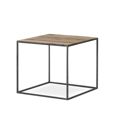 Mesa auxiliar cuadrada Cute de teca y acero lacado negro 50 x 50 x 45 cm