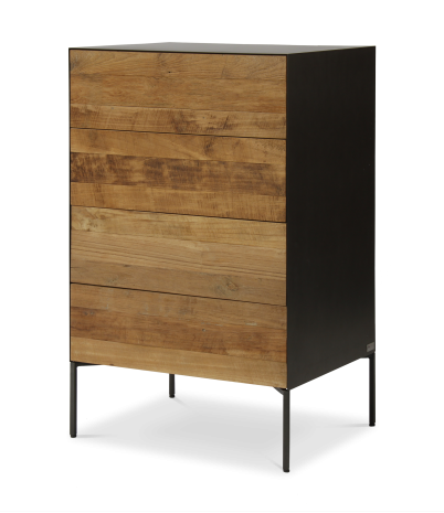 Cajonera Fusion frontal teca reciclada 4 cajones 56 x 45 x 92 cm