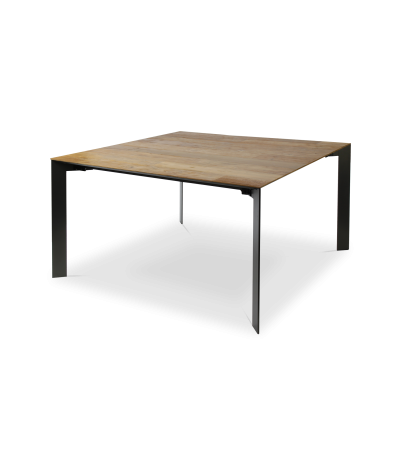 Taula Fusion teca reciclada i acer lacat negre