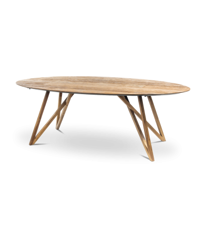 Taula oval Spider teca reciclada massissa 220 x 120 x 75 cm