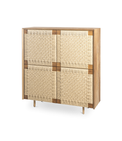 Aparador Virotec viro y teca maciza 4 puertas 128 x 45 x 138 cm