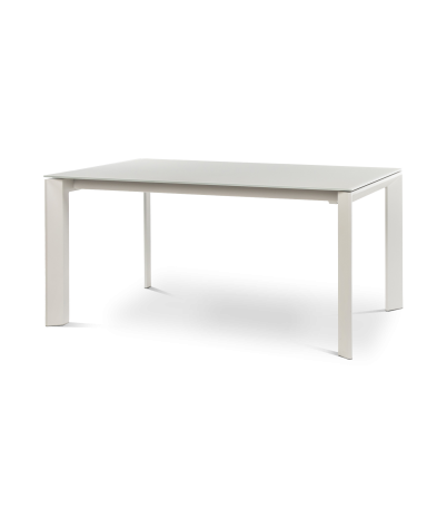 Mesa extensible Tens de cristal templado y acero lacado - 140