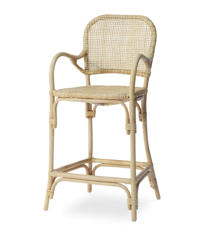 Taburete Boulevard con brazos de ratán natural - 105
