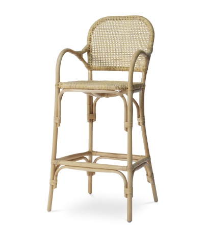 Taburete Boulevard con brazos de ratán natural - 115
