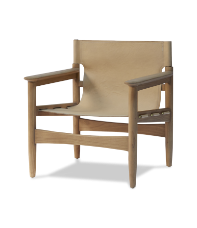 Zanzibar armchair made from mindi wood and plena flor leather - Ivory