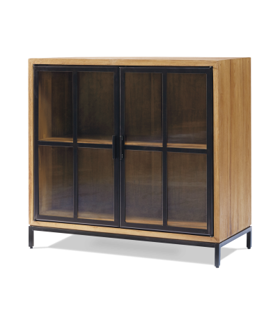 Aparador Craft 2 puertas de teca maciza y acero pavonado 93 x 40 x 85 cm - 92.5
