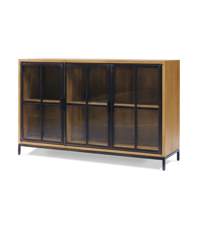 Aparador Craft 2 puertas de teca maciza y acero pavonado 93 x 40 x 85 cm - 136
