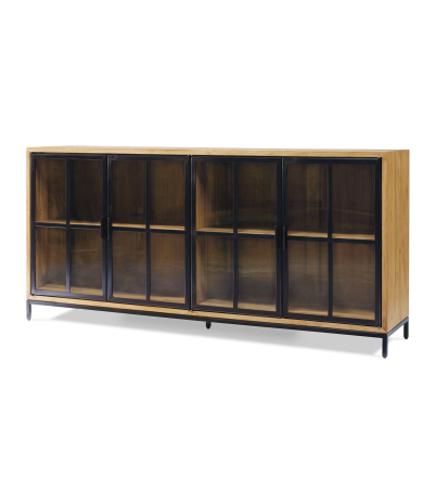 Aparador Craft 2 puertas de teca maciza y acero pavonado 93 x 40 x 85 cm - 180
