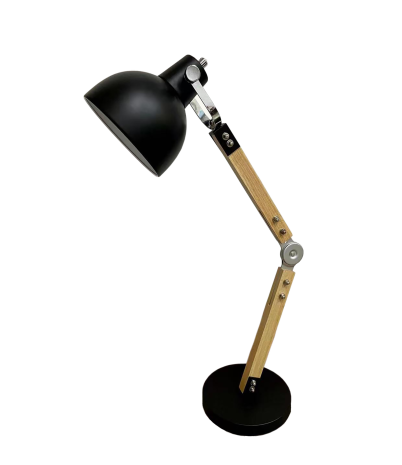 Denver table lamp made of black lacquered steel and ash wood h:78 cm