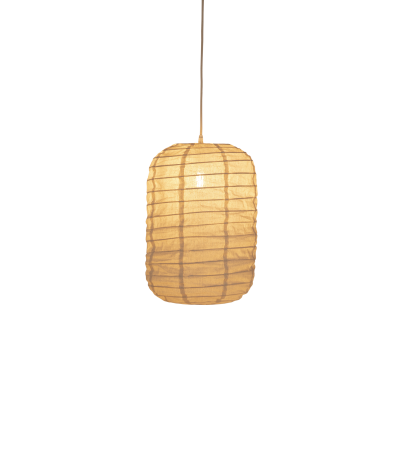 Pantalla Long de lino natural y ratán h: 50 cm.
