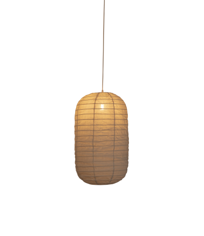 Pantalla Long de lli natural i ratan h: 50 cm. - 45