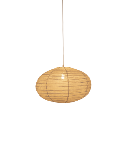 Pantalla Oval de lli natural i ratan d: 45 cm. - 60