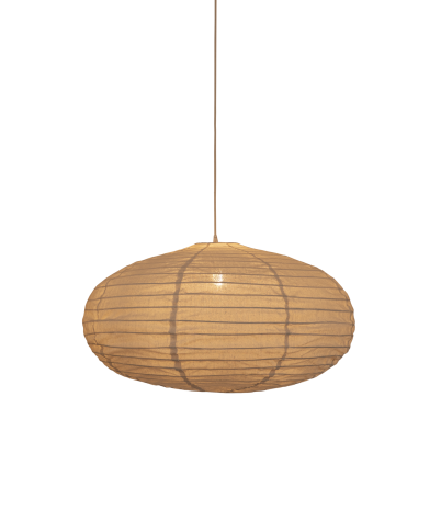 Pantalla Oval de lli natural i ratan d: 45 cm. - 80