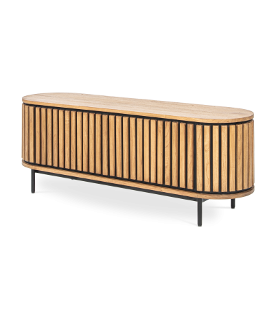 Aparador bajo oval Lines mindi macizo 150x42x55 cm