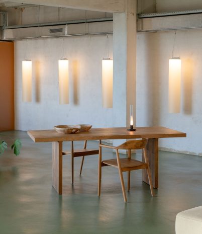 Land rectangular table made of recycled teak