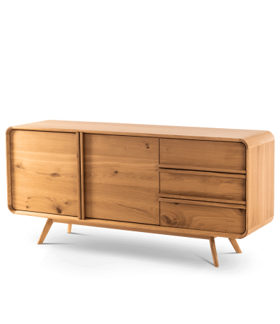 Aparador Kurve de roble 1 puerta 3 cajones 120 x 45 x 80 cm - 175