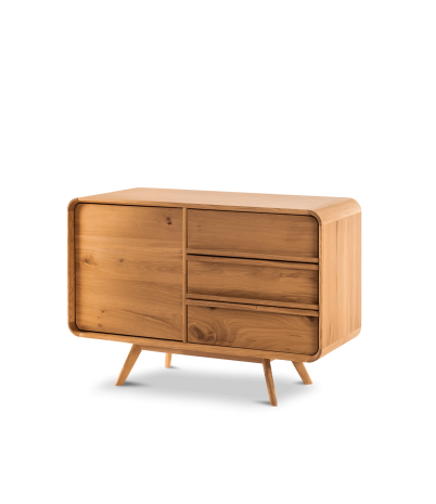 Aparador Kurve de roble 1 puerta 3 cajones 120 x 45 x 80 cm - 120