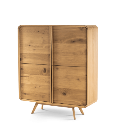 Armario Kurve de roble 4 puertas 120 x 40 x 140 cm