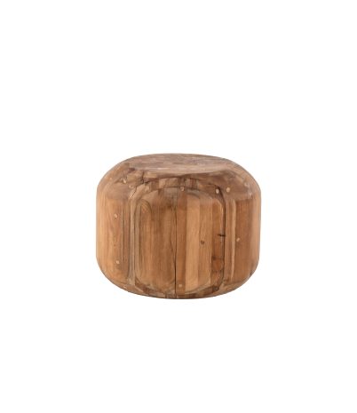 Tamboret/taula auxiliar Gent de teca massissa rodó d:40 x 30 cm