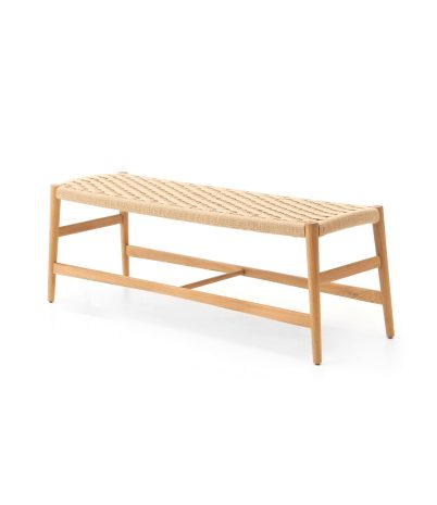 Lauta bench made of solid oak and natural loom