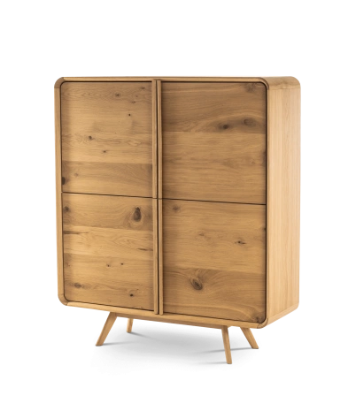 Armario Kurve de roble 4 puertas 120 x 40 x 140 cm
